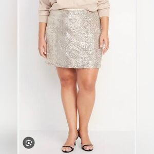 Old Navy Champagne Sequin Mini Skirt